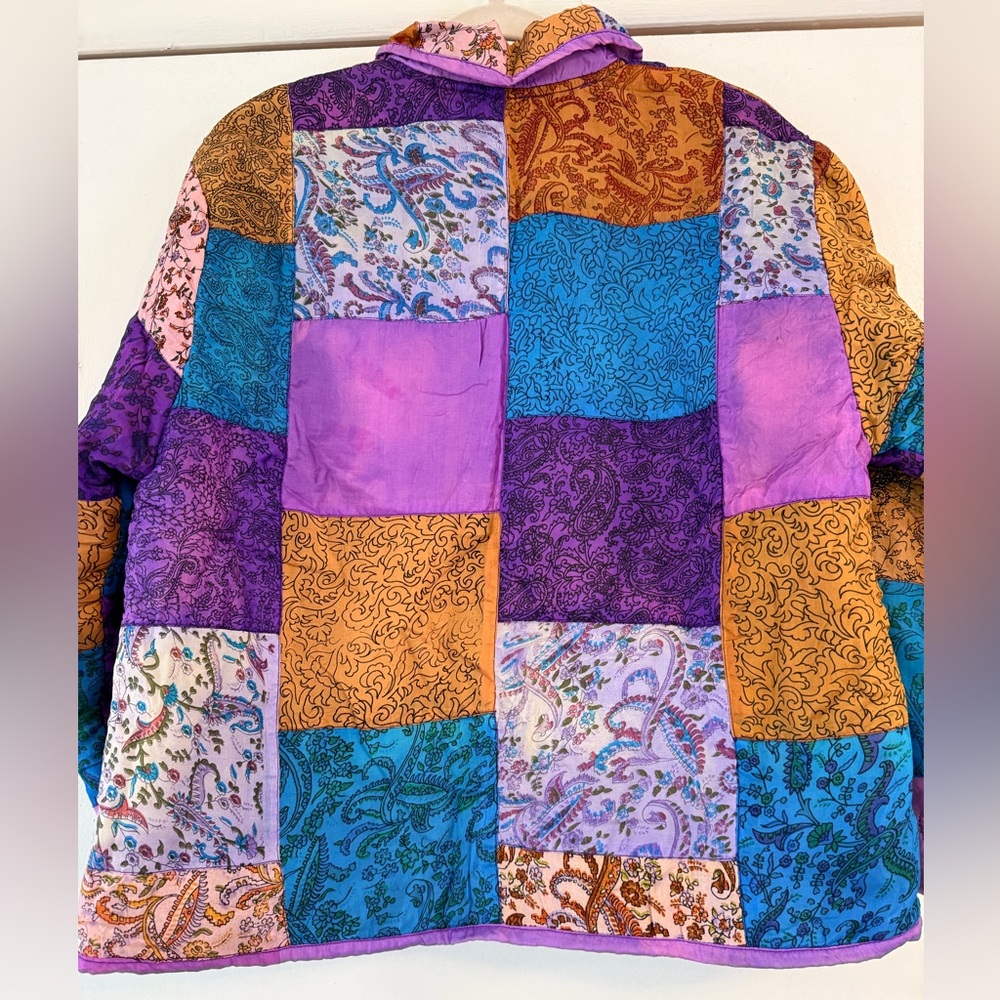 💫Vibrant Vintage Handmade Colorful Fairycore Floral Paisley Patchwork Jacket - Picture 11 of 14